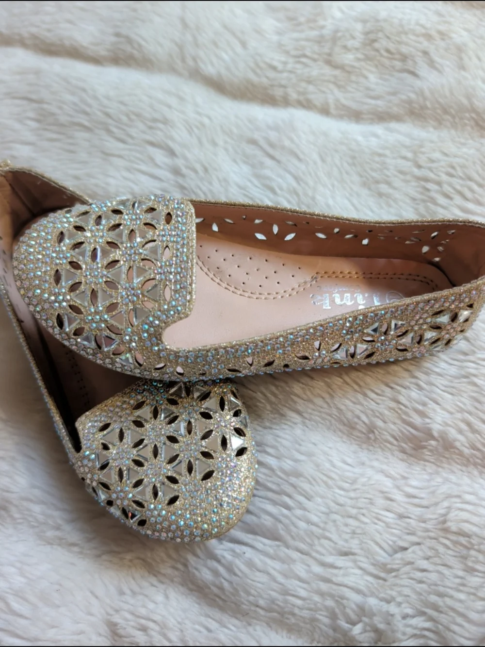 Link Comfort Toddler Girls' Sparkly Gold Ballet Flats Sz 10
